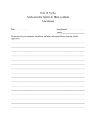 Document preview: Application for Permits to Mine in Alaska Amendment - Alaska