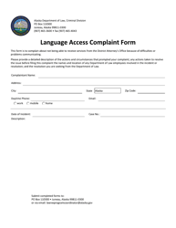&quot;Language Access Complaint Form&quot; - Alaska