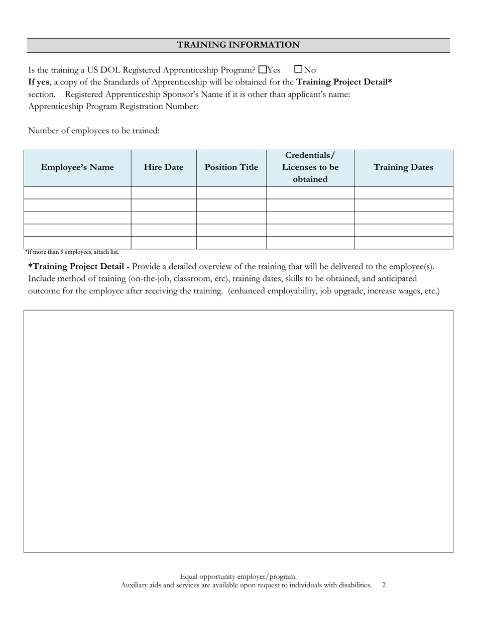 Incumbent Worker Training Application - Alaska, Page 2