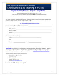 Eligible Training Provider - Program Change Form - Alaska