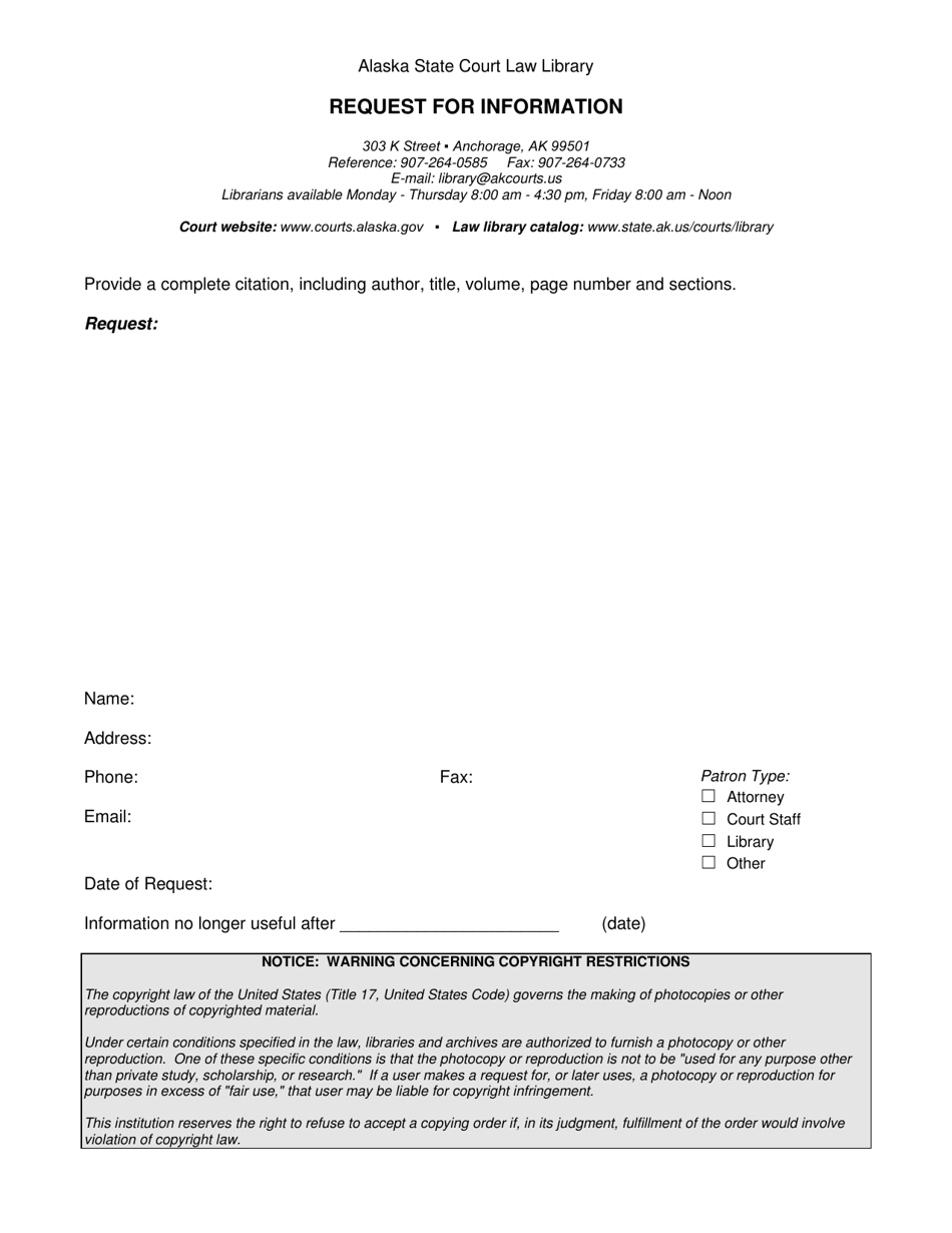 Request for Information - Alaska, Page 1