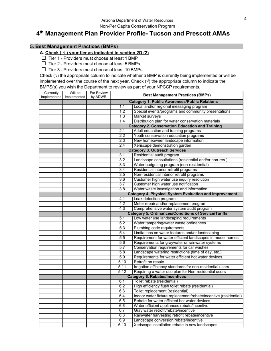 4th Management Plan Provider Profile - Tucson and Prescott Amas - Arizona, Page 4