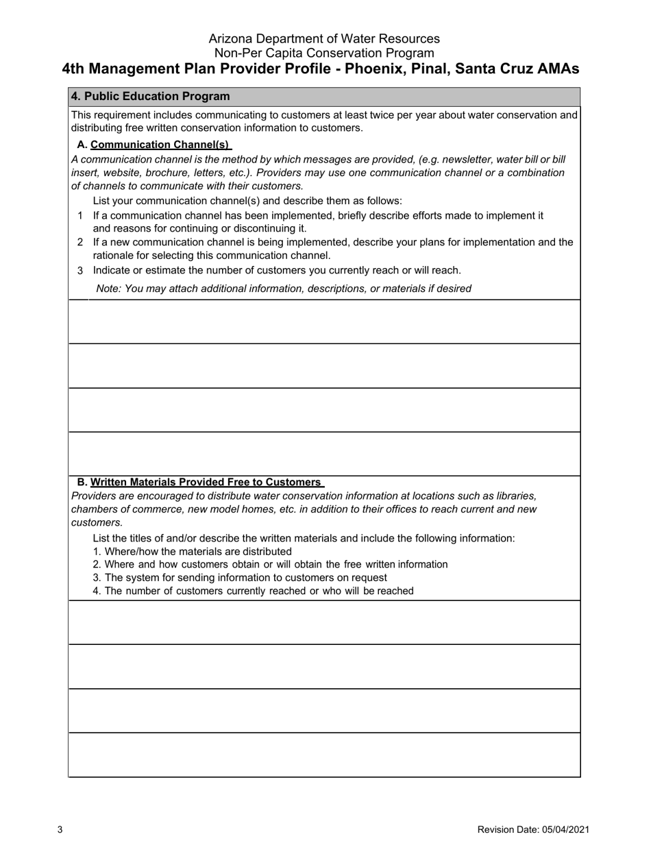 4th Management Plan Provider Profile - Phoenix, Pinal, Santa Cruz Amas - Arizona, Page 3