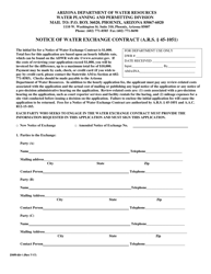 Form DWR-69-1 &quot;Notice of Water Exchange Contract&quot; - Arizona