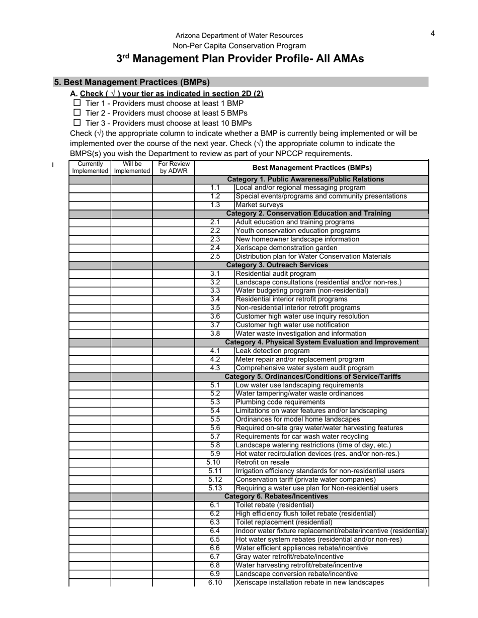 3rd Management Plan Provider Profile - All Amas - Arizona, Page 4