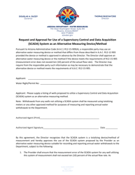 Request and Approval for Use of a Supervisory Control and Data Acquisition (Scada) System as an Alternative Measuring Device/Method - Arizona