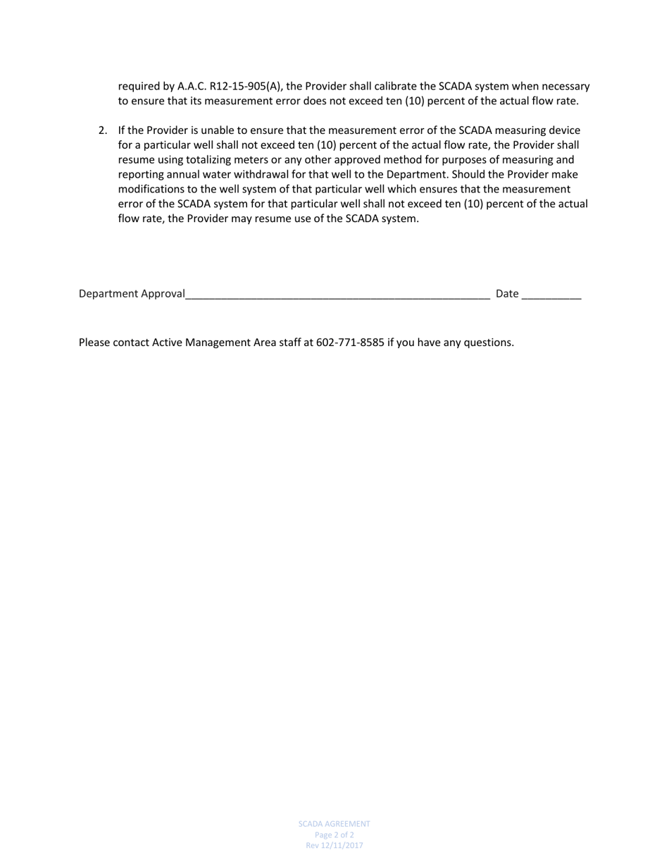 Request and Approval for Use of a Supervisory Control and Data Acquisition (Scada) System as an Alternative Measuring Device / Method - Arizona, Page 2