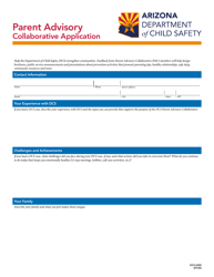 Form DCS-2450 Parent Advisory Collaborative Application - Arizona