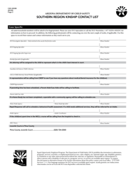 Form CSO-2203B Southern Region Kinship Contact List - Arizona, Page 2