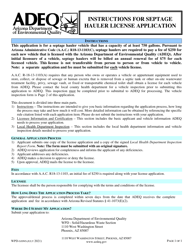 Document preview: Form WPD-S/HWS Septage Hauler License Application - Arizona