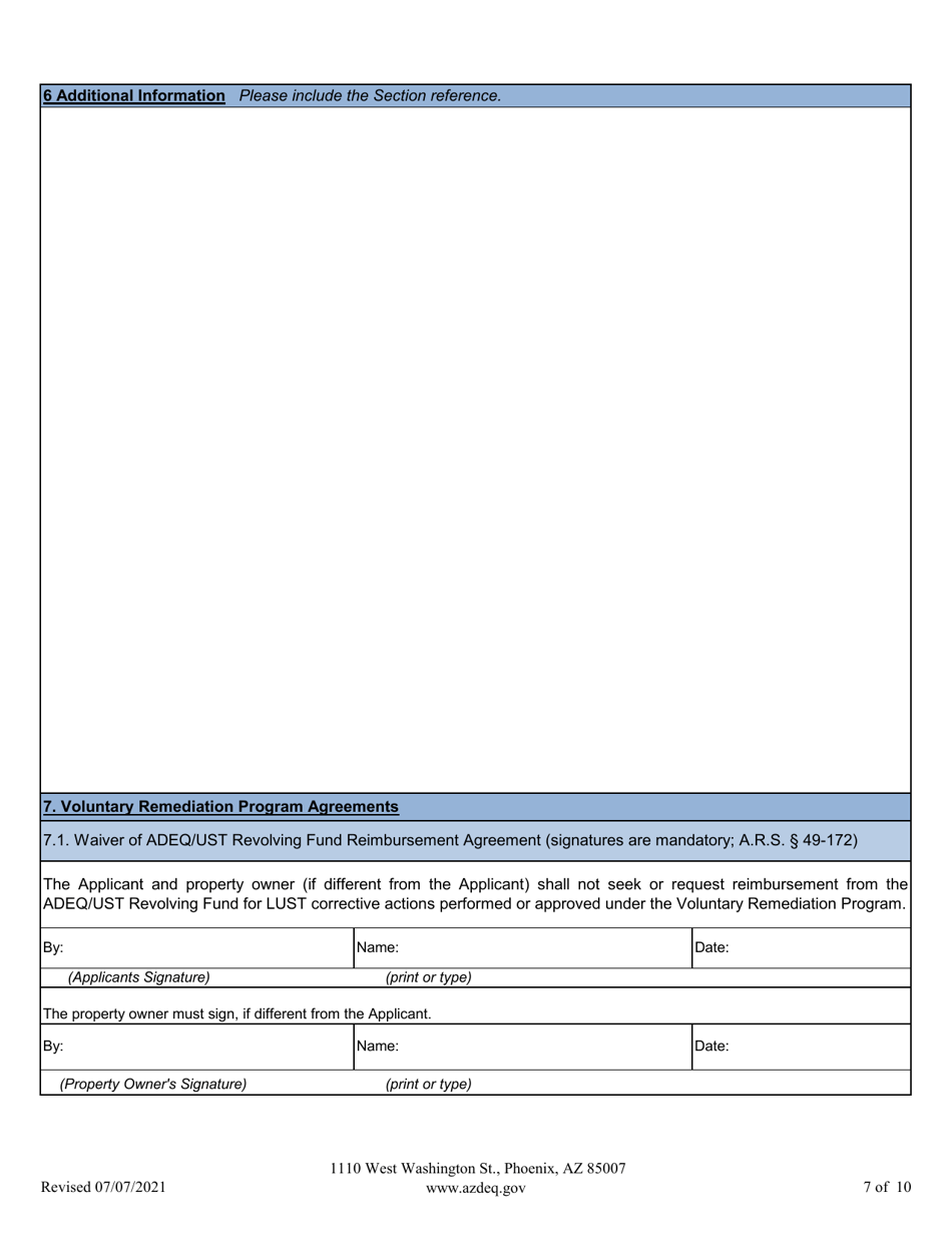 Voluntary Remediation Program Application - Arizona, Page 10