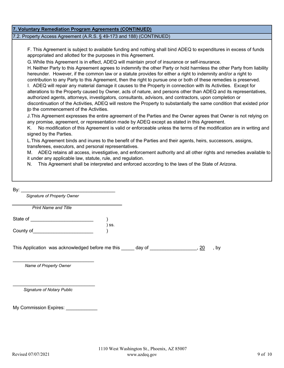 Voluntary Remediation Program Application - Arizona, Page 12