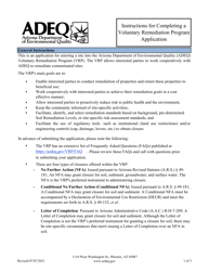 Document preview: Voluntary Remediation Program Application - Arizona