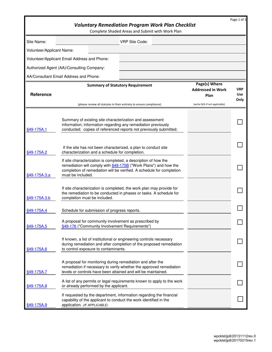 Arizona Voluntary Remediation Program Work Plan Checklist - Fill Out ...