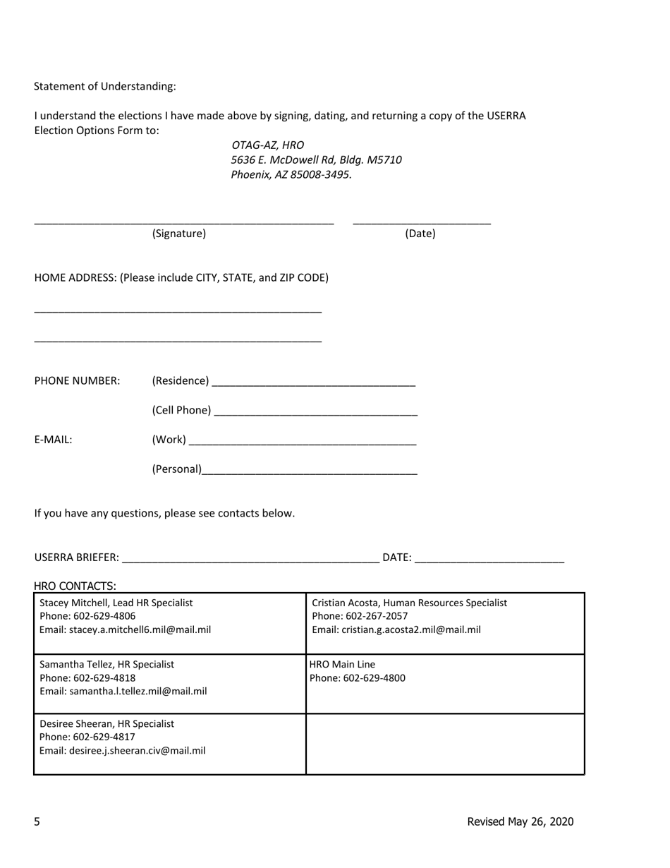 Userra Election Options - Arizona, Page 5