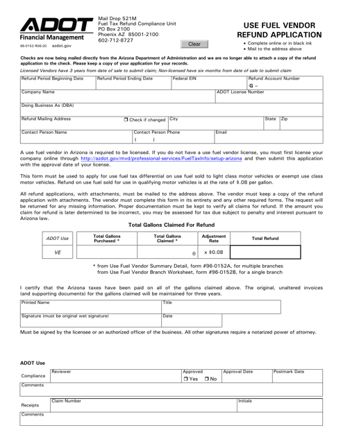 Form 96-0152  Printable Pdf