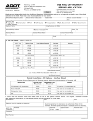 Form 96-0168 &quot;Use Fuel off Highway Refund Application&quot; - Arizona