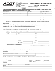 Document preview: Form 96-0158 Foreign-Based Ifta Tax Credit Refund Application - Arizona