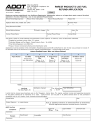 Form 96-0425 &quot;Forest Products Use Fuel Refund Application&quot; - Arizona
