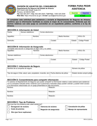 Document preview: Formulario RFA-S Forma Para Pedir Asistencia - Arizona (Spanish)