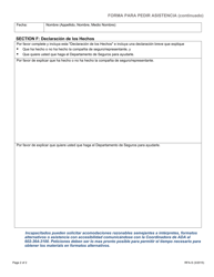 Formulario RFA-S Forma Para Pedir Asistencia - Arizona (Spanish), Page 2