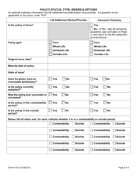 Form P-VOC Verification of Coverage for Life Insurance Policies - Arizona, Page 2