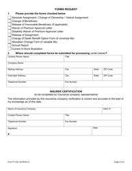 Form P-VOC Verification of Coverage for Life Insurance Policies - Arizona, Page 4
