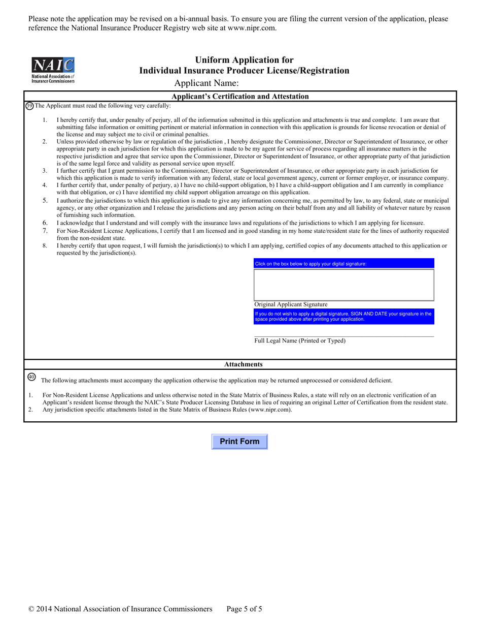 Naic Uniform Application for Individual Professional License / Registration - Arizona, Page 11