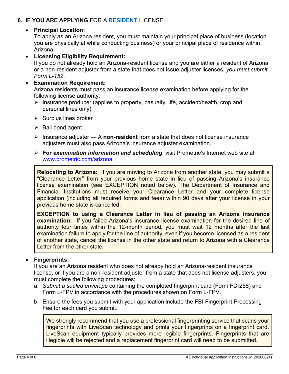 Naic Uniform Application for Individual Professional License / Registration - Arizona, Page 4
