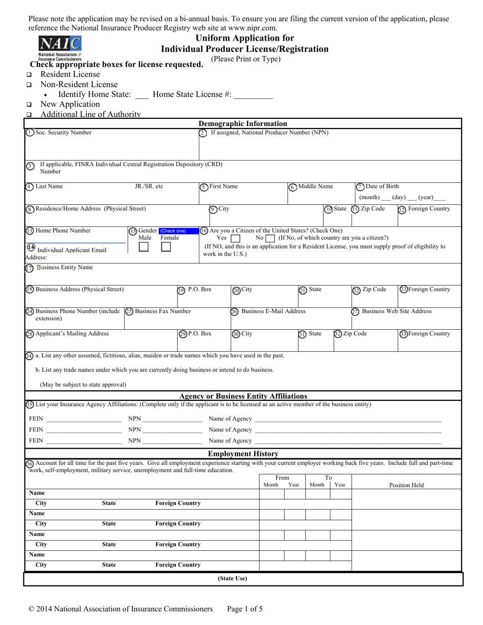 Naic Uniform Application for Individual Professional License / Registration - Arizona, Page 7