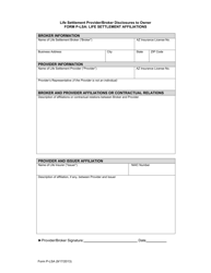 Document preview: Form P-LSA Life Settlement Provider/Broker Disclosures to Owner - Life Settlement Affiliations - Arizona