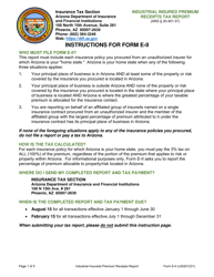 Form E-II Industrial Insured Premium Receipts Tax Report - Arizona