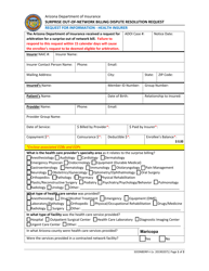 Document preview: Form SOONBDRFI-I Request for Information - Health Insurer - Arizona
