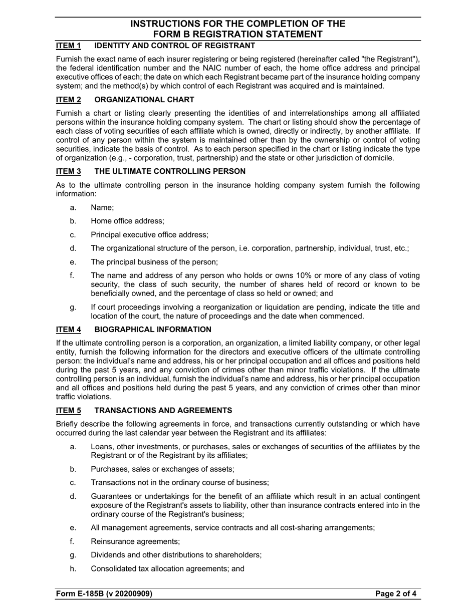 Instructions for Form B Insurance Holding Company System Annual Registration Statement - Arizona, Page 2