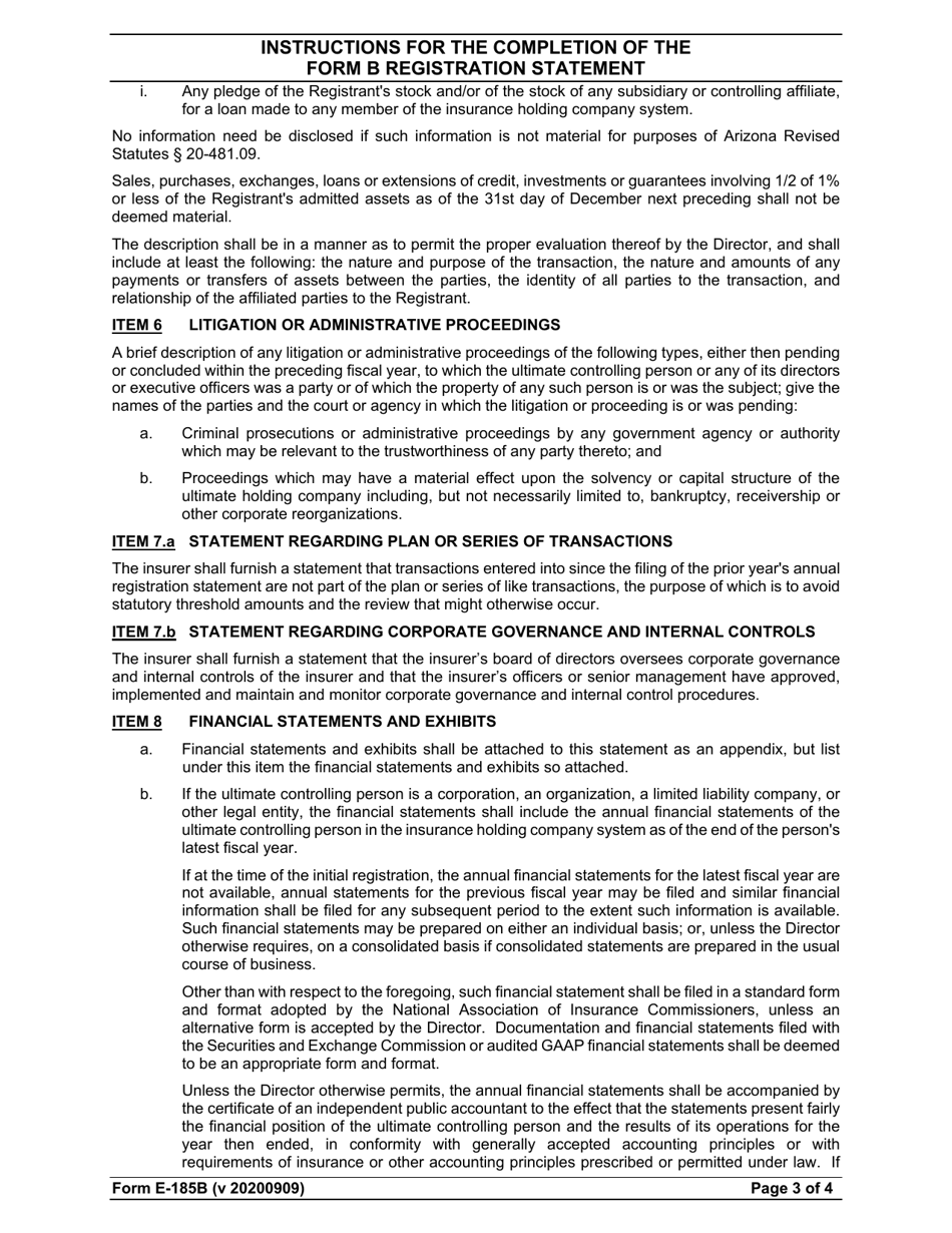 Instructions for Form B Insurance Holding Company System Annual Registration Statement - Arizona, Page 3