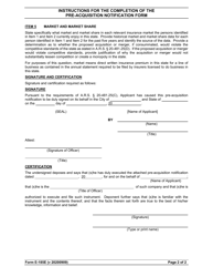 Instructions for Form E Pre-acquisition Notification Form Regarding the Potential Competitive Impact of a Proposed Merger or Acquisition by a Non-domiciliary Insurer Doing Business in This State or by a Domestic Insurer - Arizona, Page 2
