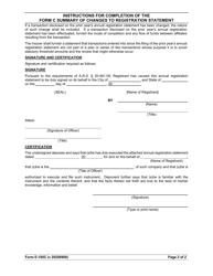 Instructions for Form C Summary of Changes to Registration Statement - Arizona, Page 2