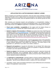 Document preview: Form CID-APP Application for a Captive Insurance Company License - Arizona