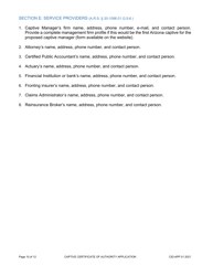 Form CID-APP Application for a Captive Insurance Company License - Arizona, Page 10