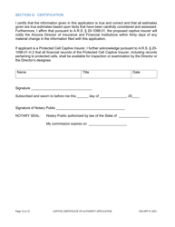 Form CID-APP Application for a Captive Insurance Company License - Arizona, Page 12