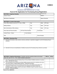 Form E-710 Application for Purchasing Group Registration - Arizona
