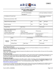 Form E-LSPS Life Settlement Provider Annual Statement - Arizona