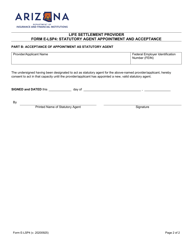 Form E-LSP4 Life Settlement Provider Statutory Agent Appointment and Acceptance - Arizona, Page 2