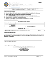 Document preview: Form E-SR.REG Senior Residential Entrance Fee Contracts: Provider Registration - Arizona