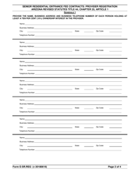 Form E-SR.REG Senior Residential Entrance Fee Contracts: Provider Registration - Arizona, Page 2