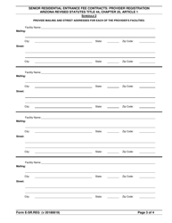 Form E-SR.REG Senior Residential Entrance Fee Contracts: Provider Registration - Arizona, Page 3