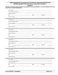 Form E-SR.REG Senior Residential Entrance Fee Contracts: Provider Registration - Arizona, Page 4