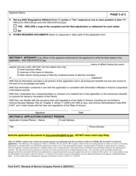 Form E-811 Renewal of Service Company Permit - Arizona, Page 3