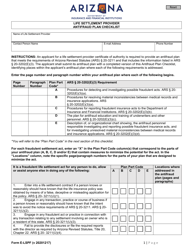 Document preview: Form E-LSPF Life Settlement Provider Antifraud Plan Checklist - Arizona