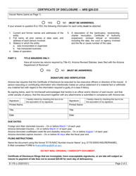 Form E-178 Certificate of Disclosure - Ars 20-233 - Arizona, Page 2